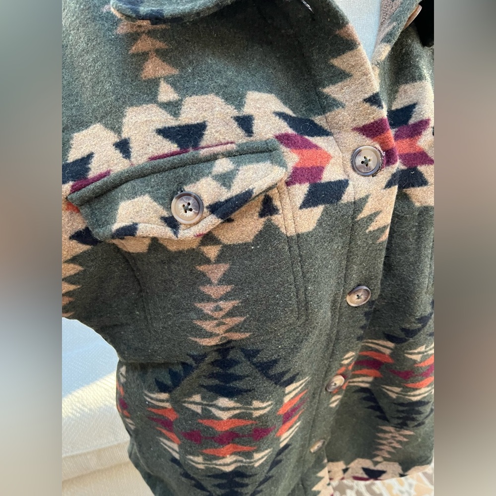 Aztec Print Olive Shacket - Picture 7 of 8
